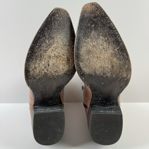 Sundance Womens Beige Studded Leather Western Cowgirl Ankle Boots Size 8 - Picture 5 of 7